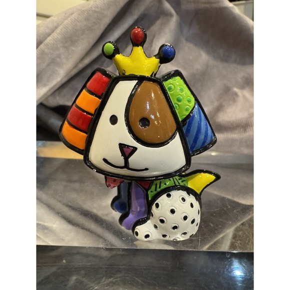 Romero Britto Royalty Dog 14072 Miniature Limited Edition Collectible Very Rare